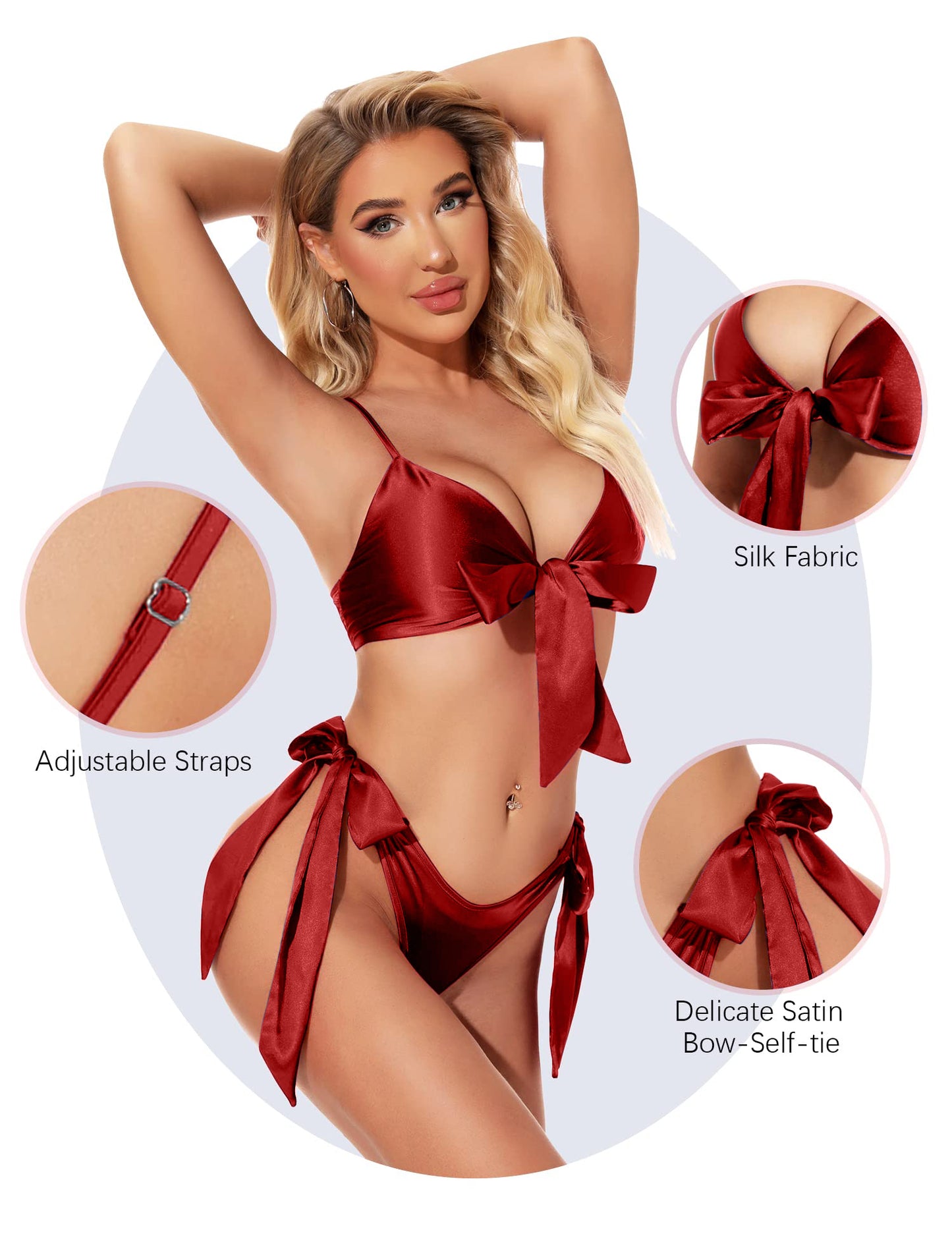 Satin Bow Bra & Panty Set