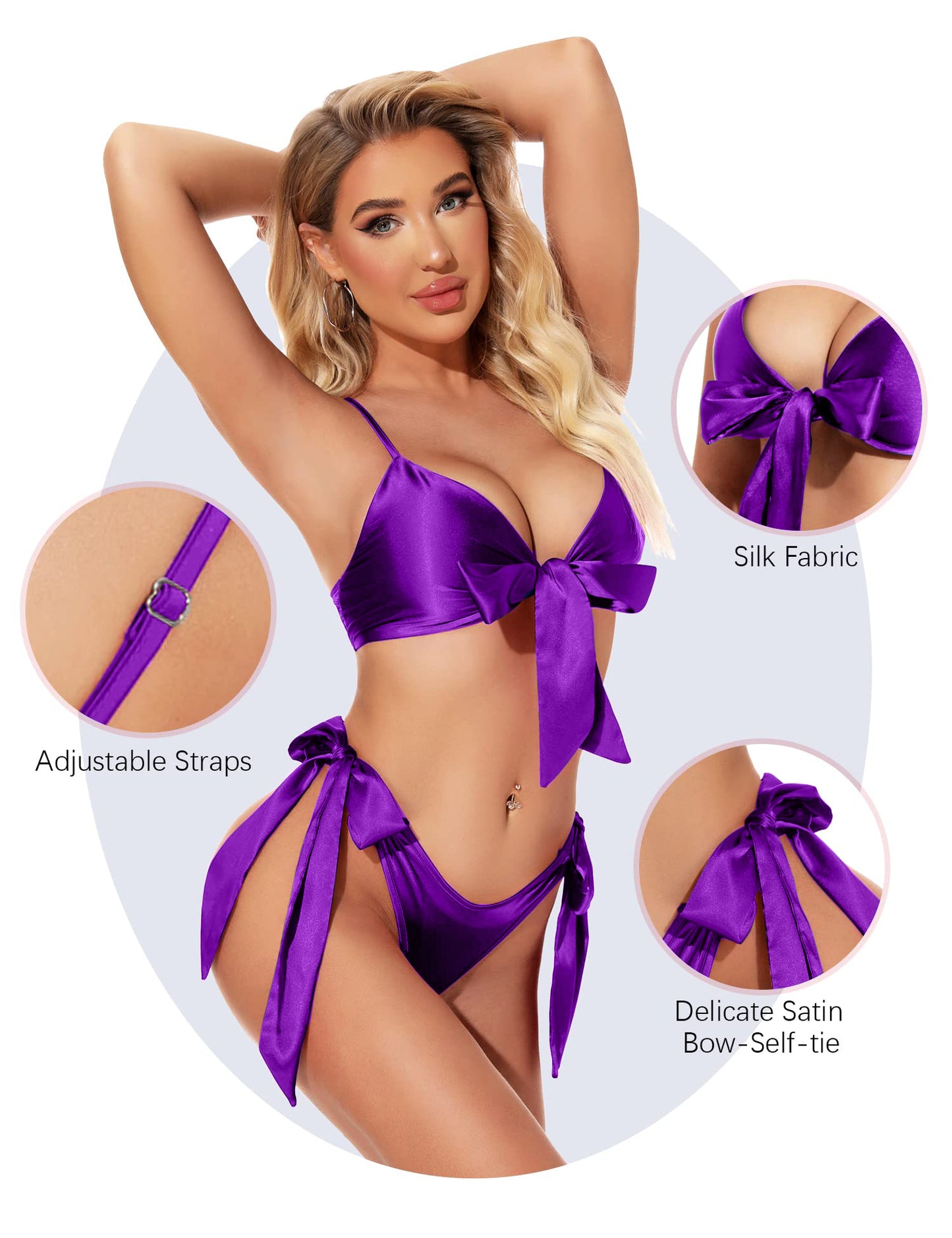 Satin Bow Bra & Panty Set