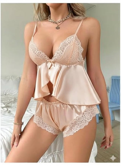 Satin Lace Cami & Shorts Set
