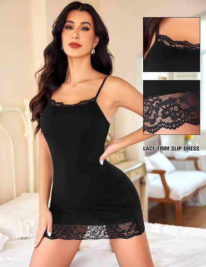Lace Trim Cami Mini Dress