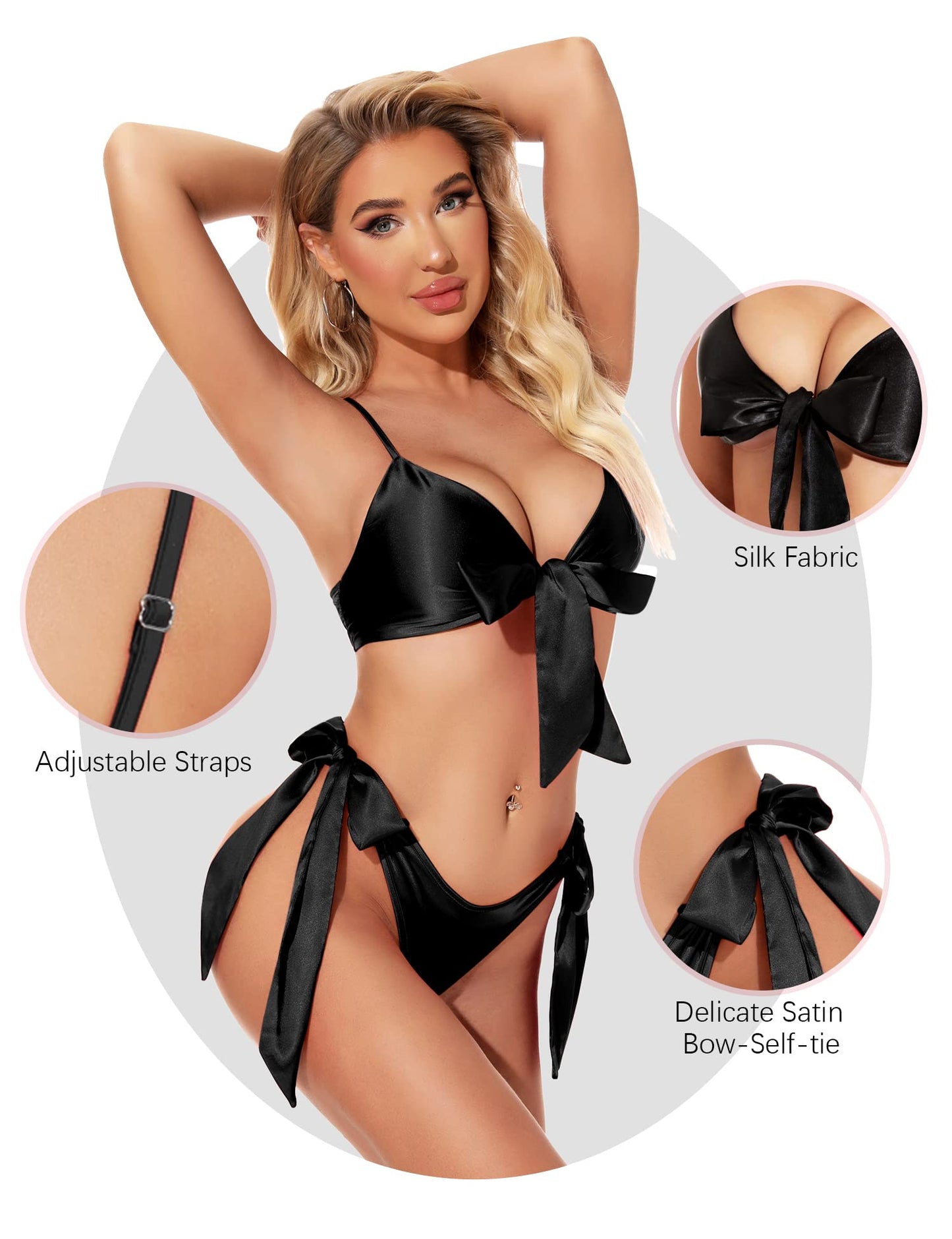 Satin Bow Bra & Panty Set