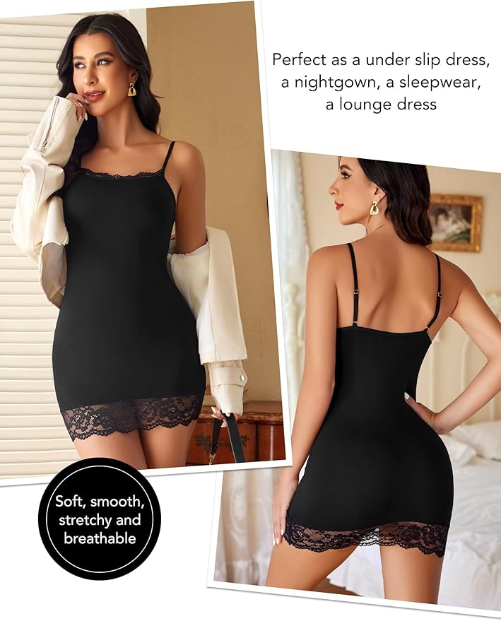 Lace Trim Cami Mini Dress