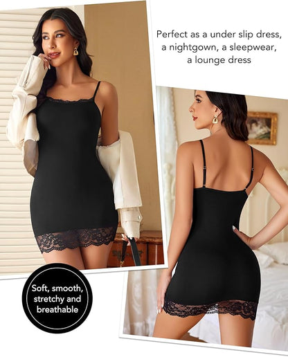 Lace Trim Cami Mini Dress