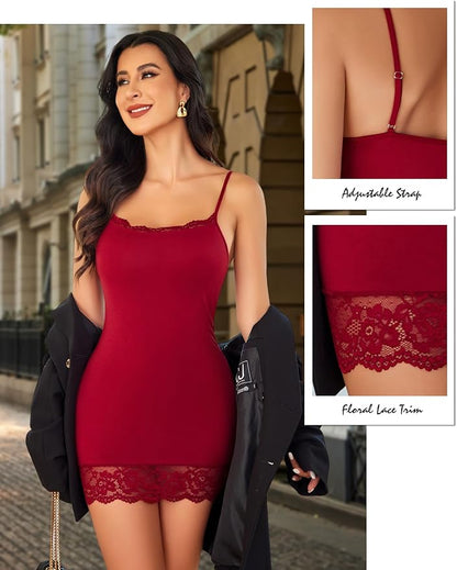 Lace Trim Cami Mini Dress