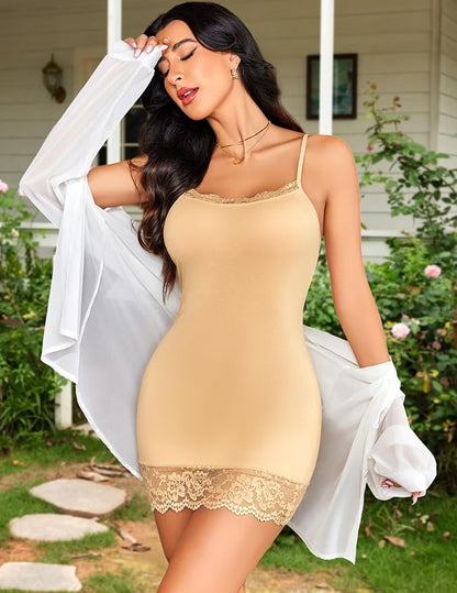 Lace Trim Cami Mini Dress