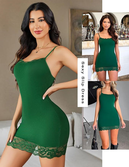 Lace Trim Cami Mini Dress