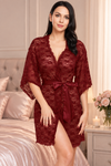 Lace Sheer Robe with Tie Belt
