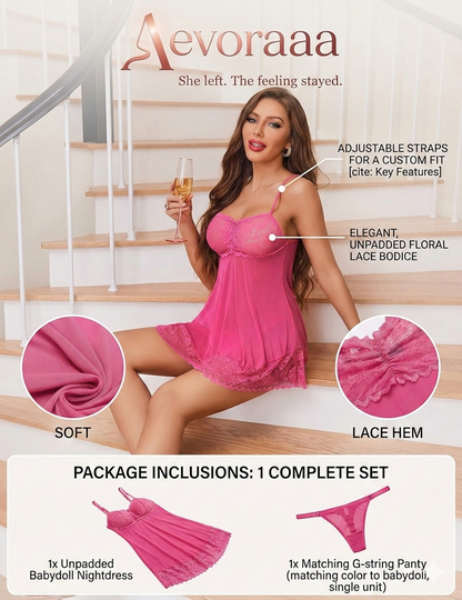 Scalloped Lace Babydoll Set